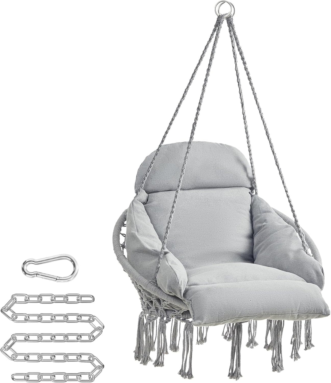 SONGMICS Hängesessel, Hängeschaukel, Hängestuhl, Dickes Kissen, skandinavischer Stil, für Wohnzimmer