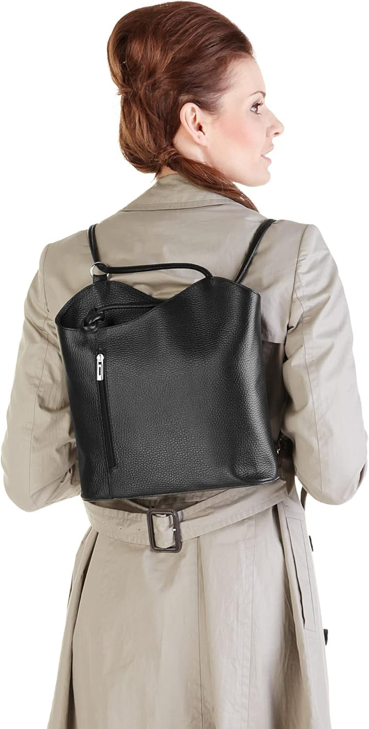 Shopper Rucksack Kombination Echt Leder Damen Made in Italy | 2in1 Handtasche | wandelbare Umhängeta