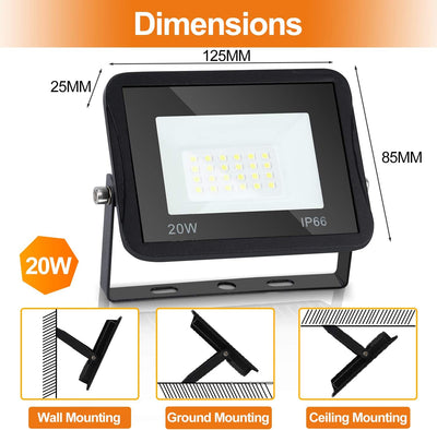 Lospitch 10X 20W LED Strahler Aussen, Superhell 1700LM LED Fluter, IP66 Wasserdicht Flutlicht Aussen