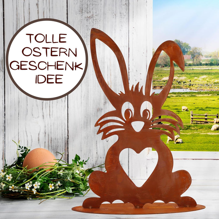 Rostikal Vintage Gartendeko Figur 40 cm Osterhase Rost Deko Frühjahr Max, Max