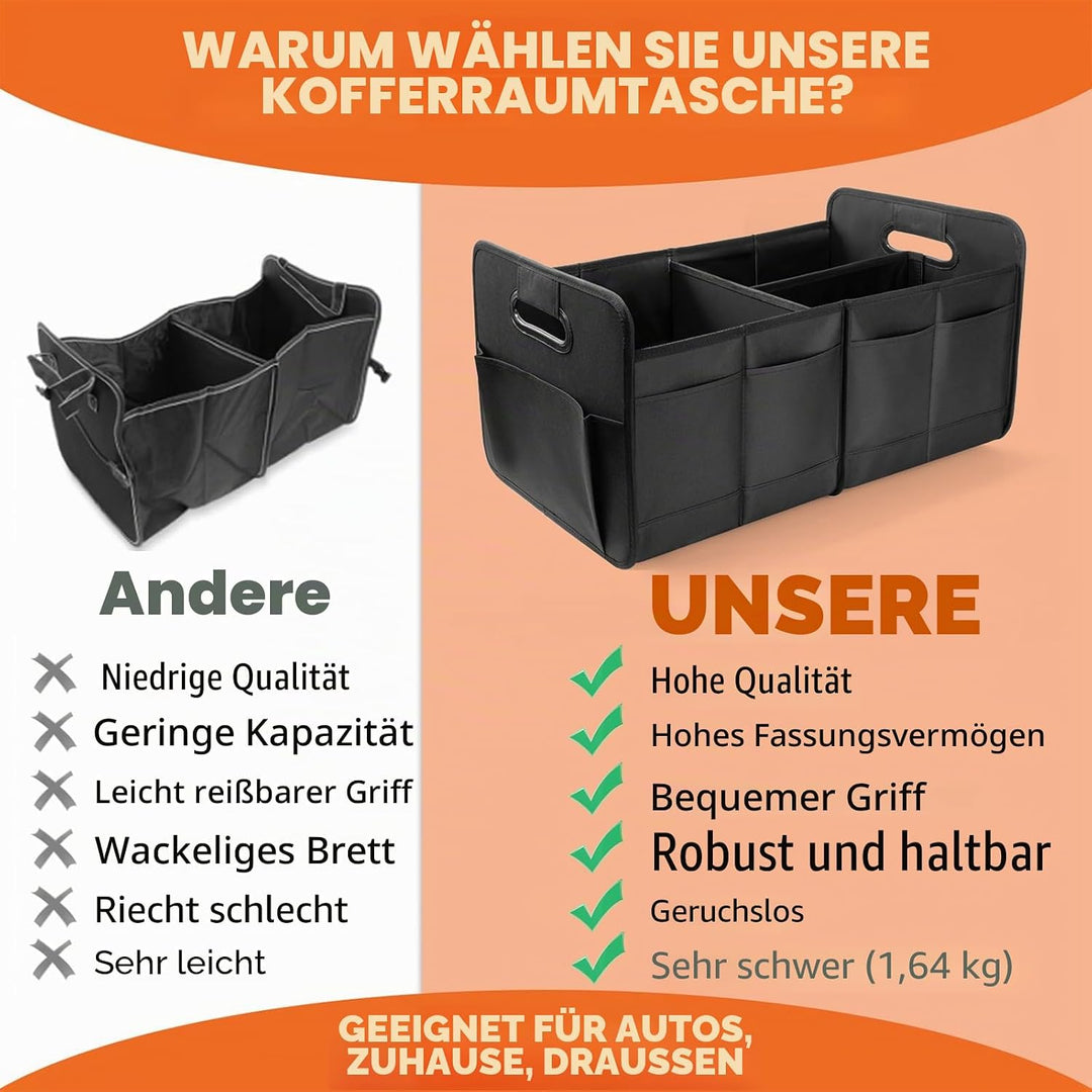 Auto Kofferraum Organizer, zusammenklappbarer Auto Kofferraum Organizer, 68L Lagerung Tidy mit 2 gro