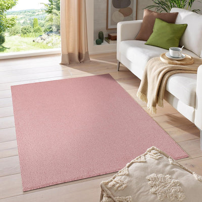 HomebyHome Teppich Wohnzimmer 60x100 cm Läufer Flur Rosa Einfarbig Design - Schlafzimmer Teppich Kur