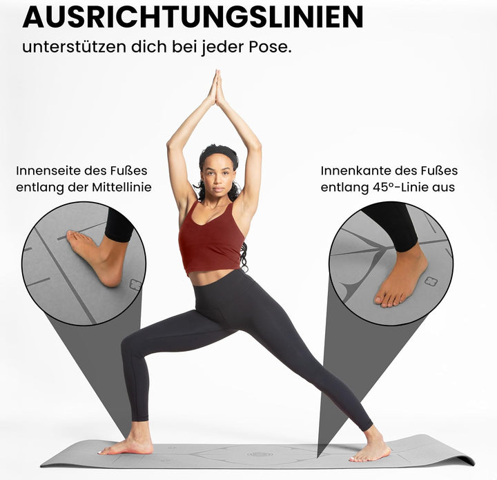 Yoga Matte – Rutschfeste Sportmatte in Deutschland entwickelt – 2 Komfort-Dicken – Formstabile Yogam