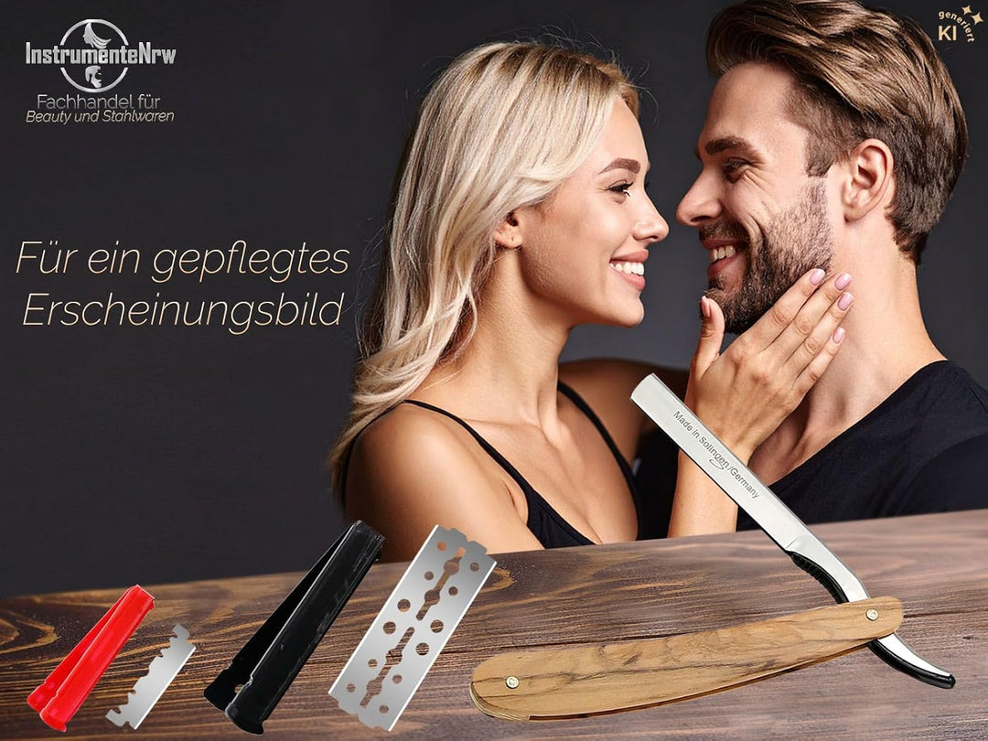 Rasiermesser mit Wechselklingen aus Solingen Bartmesser Made in Germany Rasier-Set für Herren mit Kl