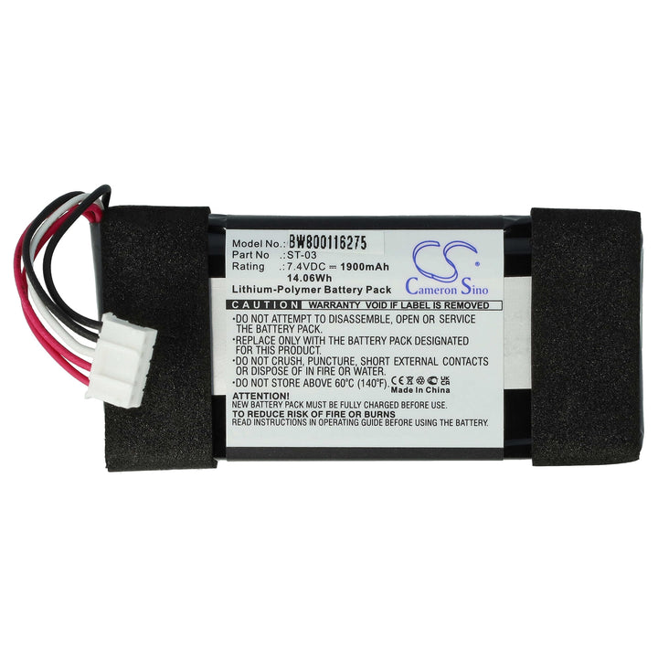 vhbw Akku kompatibel mit Sony SRS-X33 Lautsprecher Boxen Speaker (1900 mAh, 7,4 V, Li-Polymer)