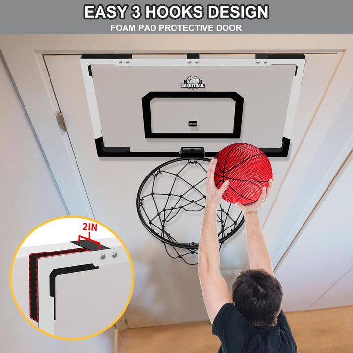HYES Basketballkorb für Erwachsener Kinder Zimmer Basketball Set mit 2 Ball Pumpe Indoor Outdoor Spo
