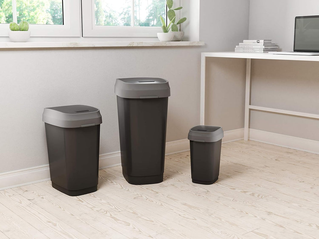 Curver Abfallbehälter, Kunststoff, schwarz/grau, 25 Liter Schwarz/Grau 25 Liter, Schwarz/Grau 25 Lit