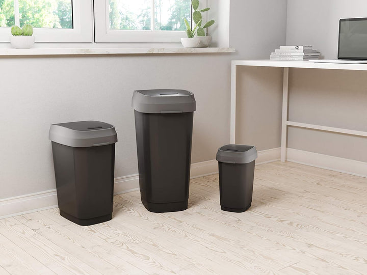 Curver Abfallbehälter, Kunststoff, schwarz/grau, 25 Liter Schwarz/Grau 25 Liter, Schwarz/Grau 25 Lit