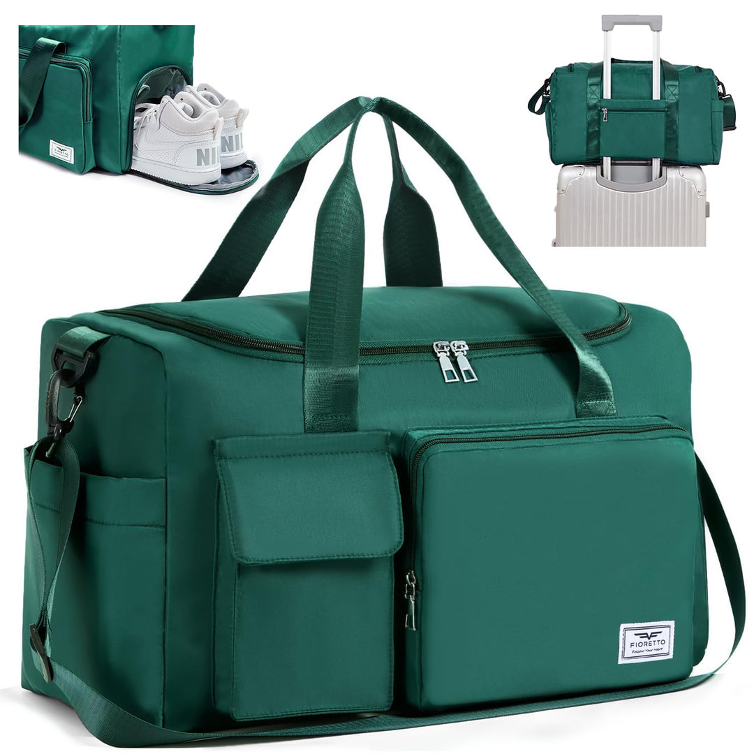 FIORETTO 35L Damen Sporttasche, Faltbare Reisetasche mit Schuhfach & Nassfach, Wasserabweisende Week
