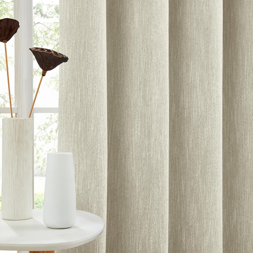 Melodieux Vorhänge Verdunkelung Gardinen Blickdicht Leinenoptik für Wohnzimmer kinderzimmer Schlafzi