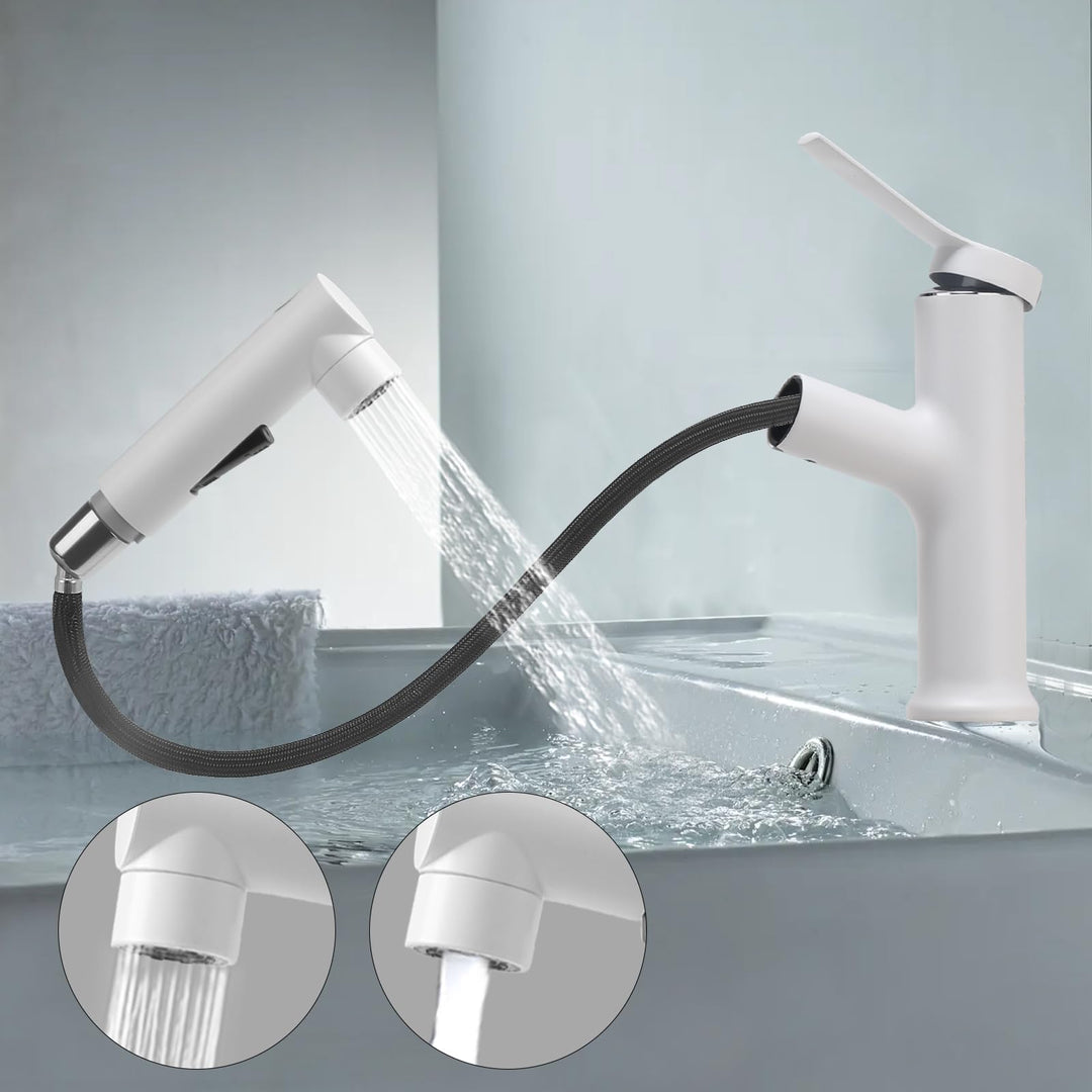 Wasserhahn Ausziehbar Wasserhahn Bad mit 3 Wasserstrahlarten Brause Einhebelmischer Waschbecken Kalt