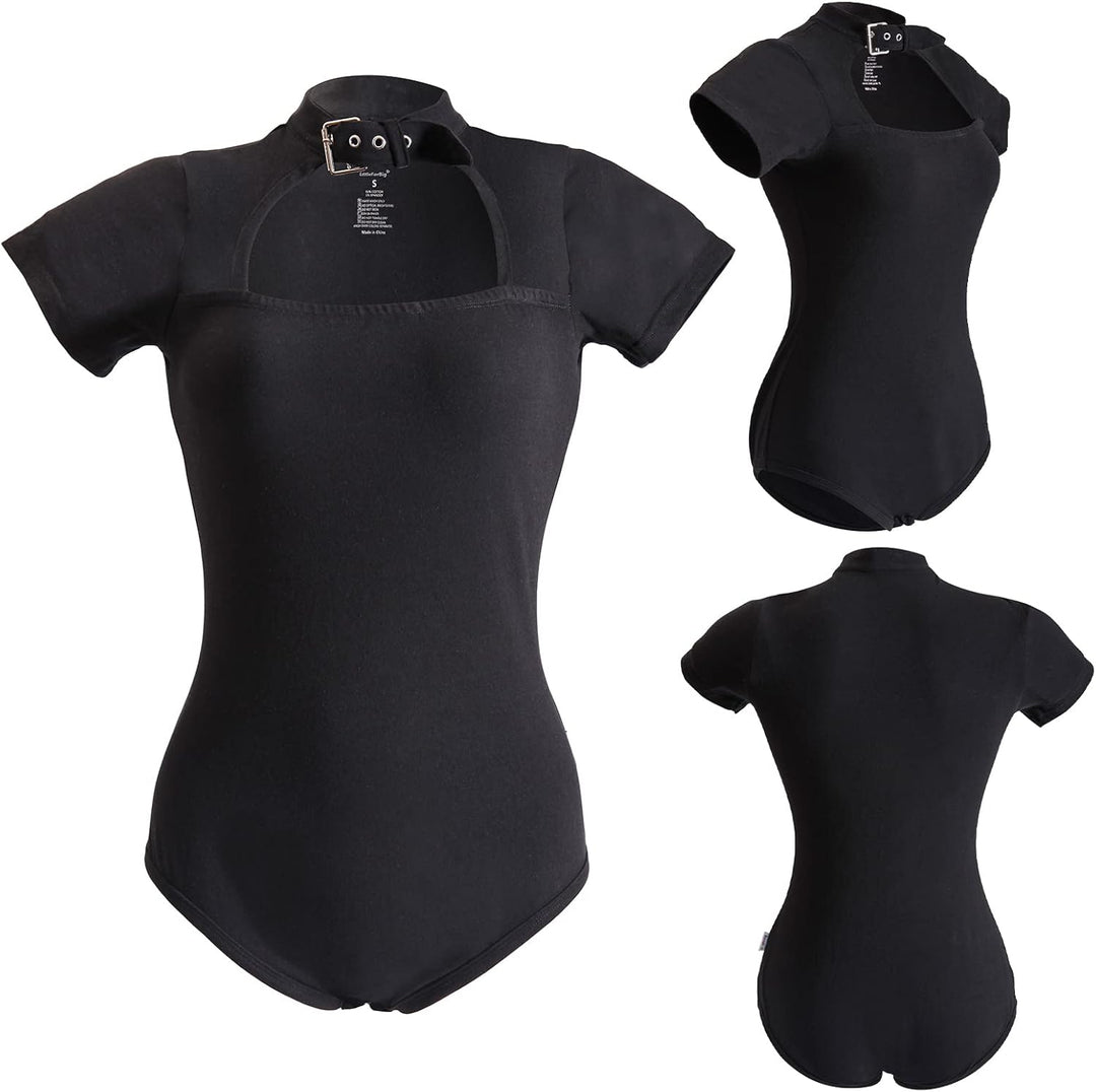LittleForBig Baumwolle Strampler Onesie Pyjamas Bodysuit-Kragen Schwarz M, Schwarz M