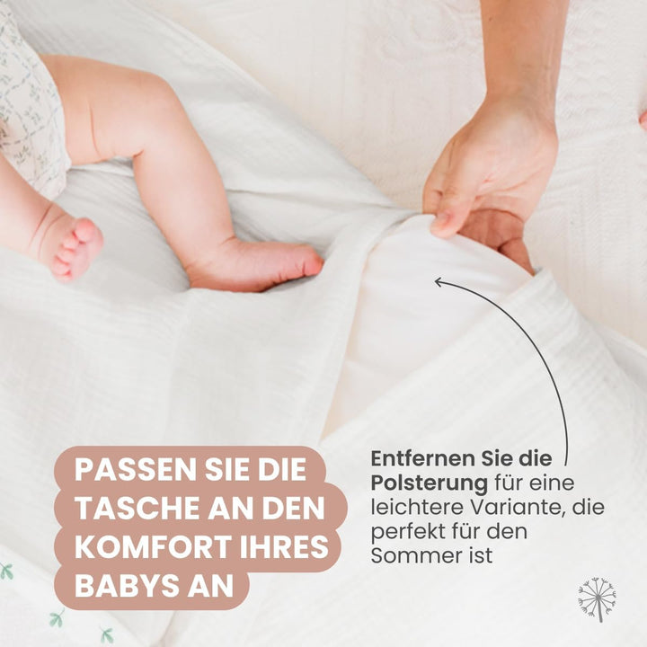 MIMUSELINA Fusssack Babyschale | Ganzjährige Einschlagdecke Winter/Sommer mit Herausnehmbarem Futter