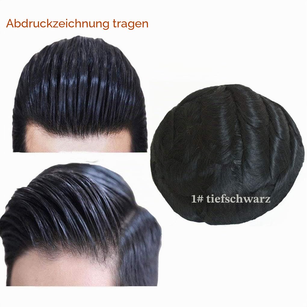 Hairnotion Maenner Haarteil Toupet Super dünne Haut Schwarz 1