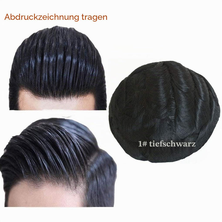 Hairnotion Maenner Haarteil Toupet Super dünne Haut Schwarz 1