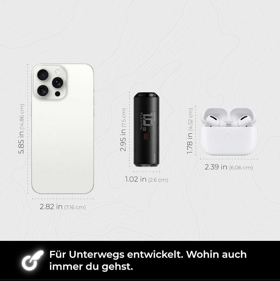 FLEXTAILGEAR Mini Luftpumpe, 28g Ultraleicht, 3,5kPa 200L/min Schnelles Auf- & Abpumpen, Austauschba