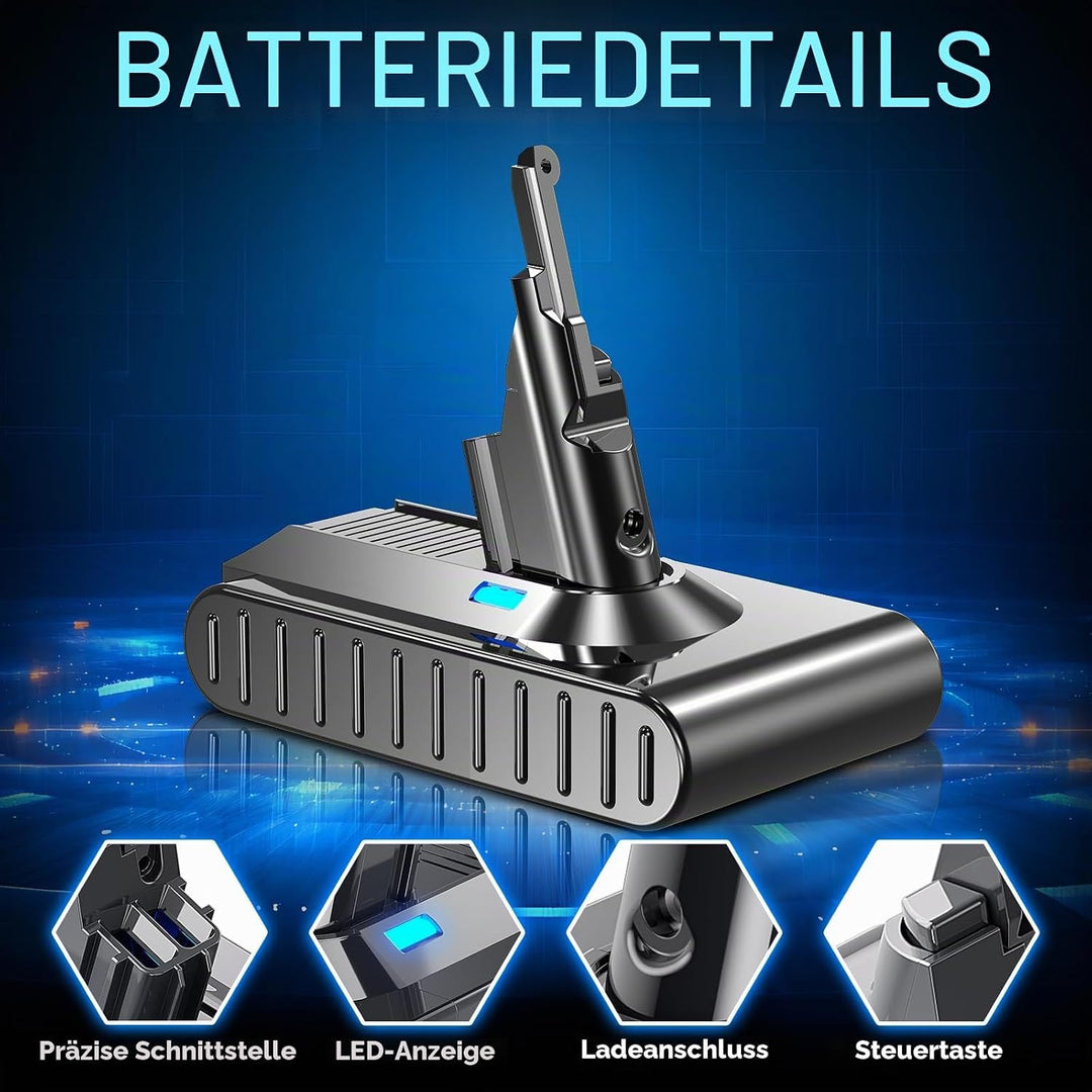 V8 Akku 8000mAh für Dyson, Ersatzakku für Dyson SV10 Kompatibel mit V8 Absolute Animal Fluffy Motörh