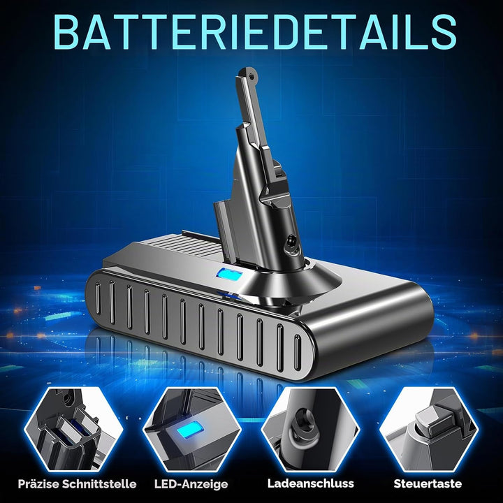 V8 Akku 8000mAh für Dyson, Ersatzakku für Dyson SV10 Kompatibel mit V8 Absolute Animal Fluffy Motörh