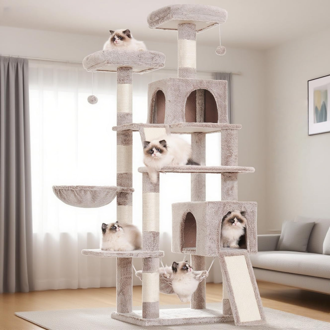 Kratzbaum, Katzenbaum für Innenbereich, 180cm Katzenkratzbaum mit grosse ausgewachsene Katzen, 2 Kra
