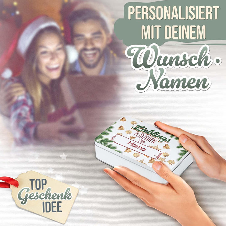Print Royal PR Geschenkdose mit Name personalisiert - Lieblingsplätzchen - Blechdose bedrucken, Aufb