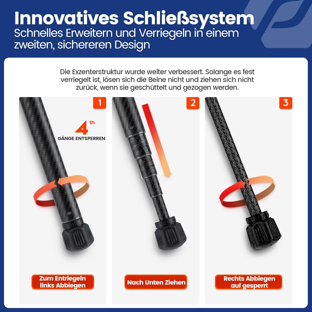 Fotopro Carbonfaser Reisestativ 1kg Ultraleicht 154 cm Tragbares Kompaktes Reise-Videostativ für Kam