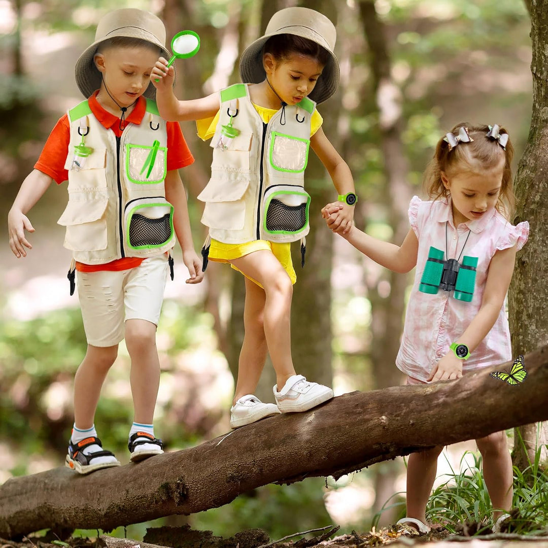 Forscherset für Kinder, Exploration Spielzeug mit Weste, Hut, Rucksack und Kindern Fernglas, Kindern