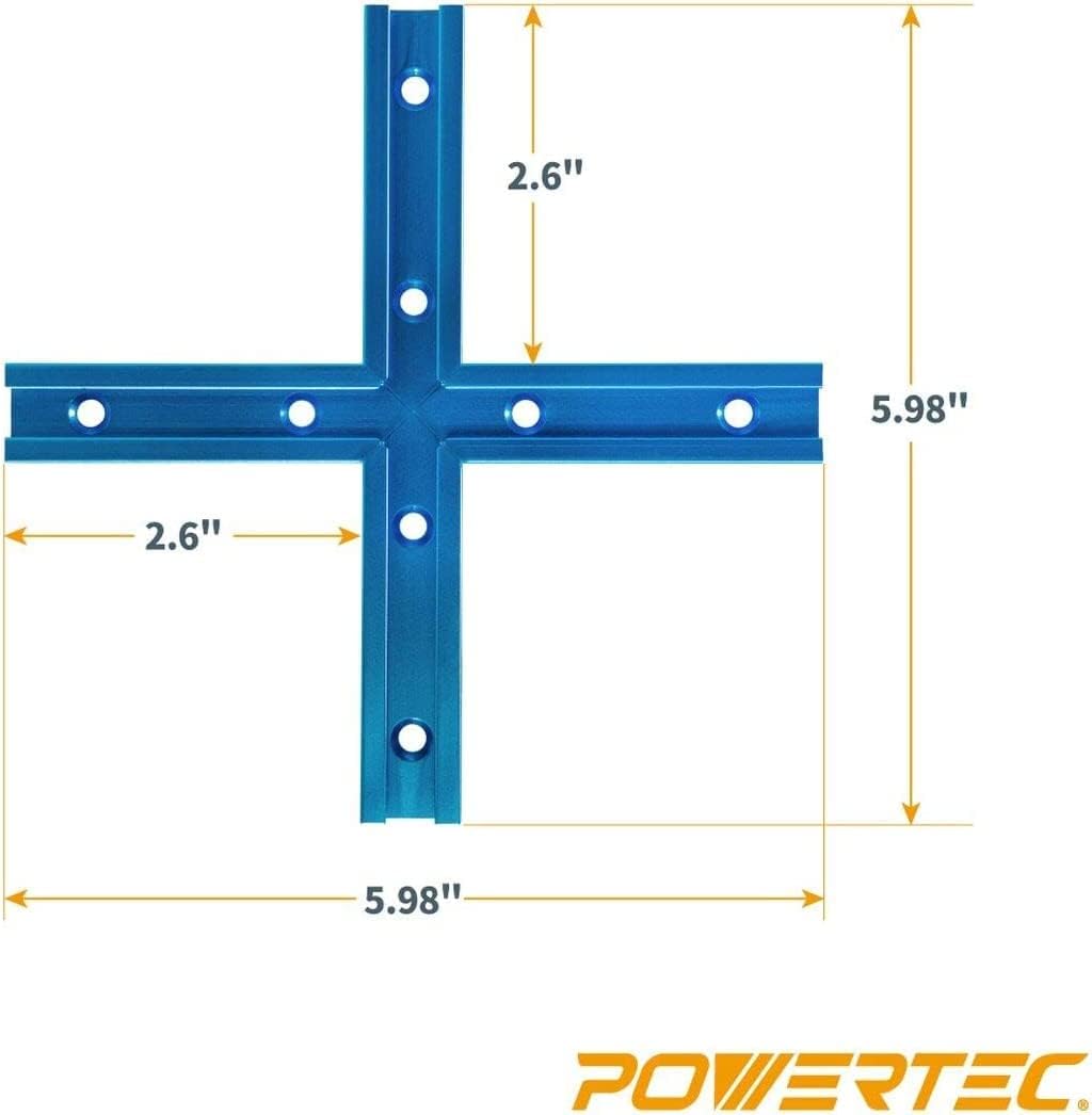 POWERTEC 71698V 7,6 cm T-Schienen-Kreuzungs-Set mit vorgebohrten Befestigungslöchern, für universell