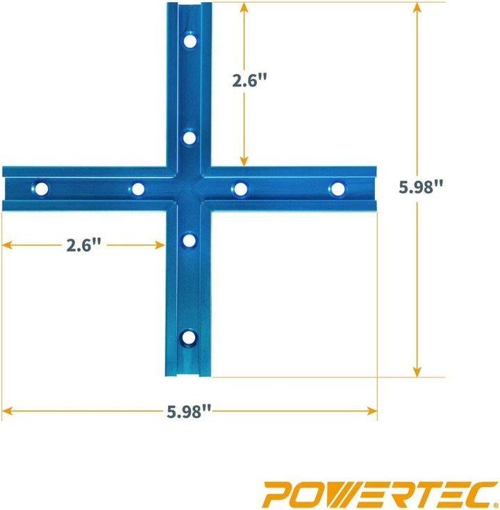 POWERTEC 71698V 7,6 cm T-Schienen-Kreuzungs-Set mit vorgebohrten Befestigungslöchern, für universell
