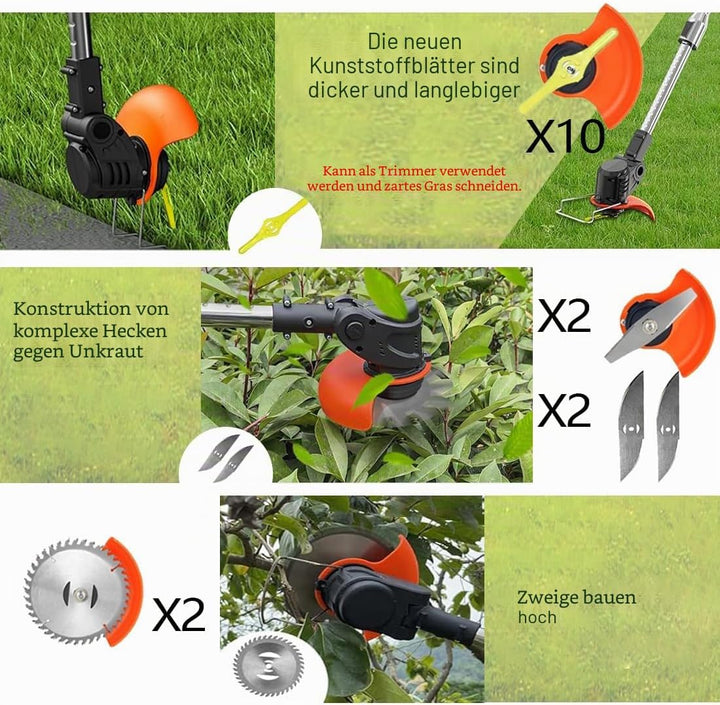 Akku-Rasentrimmer, elektrischer Rasentrimmer, Akku 21 V, (2 Batterien mit 4,0 A und Schnellladegerät