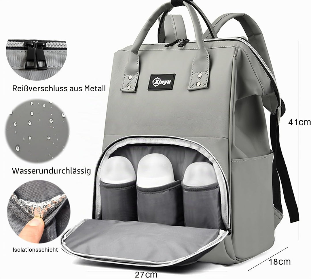 Baby Wickelrucksäcke, Wasserfester Windelrucksack mit Isolierten Fächern für Babys, Grosser Wickelru