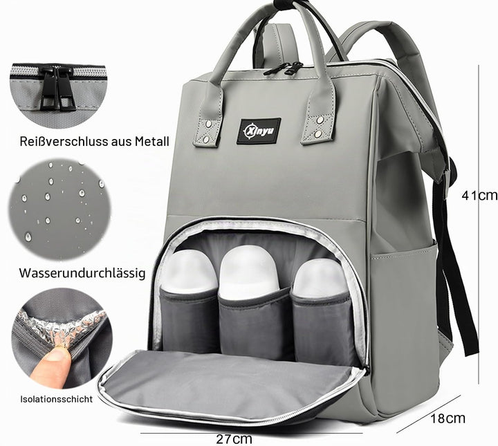 Baby Wickelrucksäcke, Wasserfester Windelrucksack mit Isolierten Fächern für Babys, Grosser Wickelru