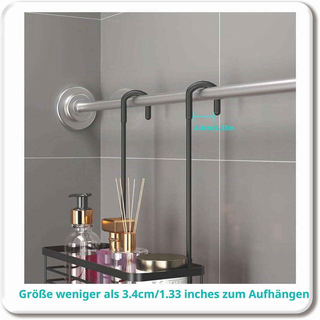 HapiRm Duschregal zum Hängen Duschablage Hängend- 2 Tier Duschablage zum Hängen mit Haken, kein Bohr