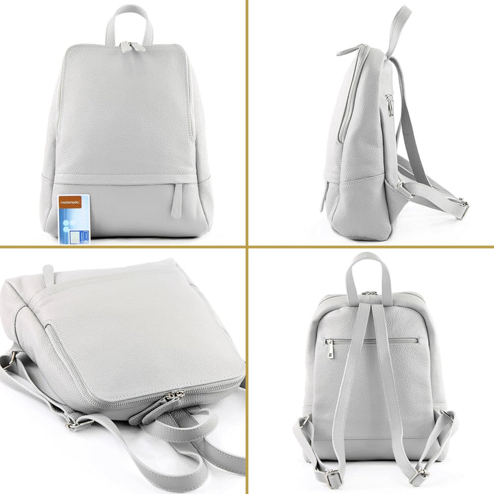 modamoda de - T138 - ital Damen Rucksacktasche aus Leder Dark Chocolate2021, Dark Chocolate2021