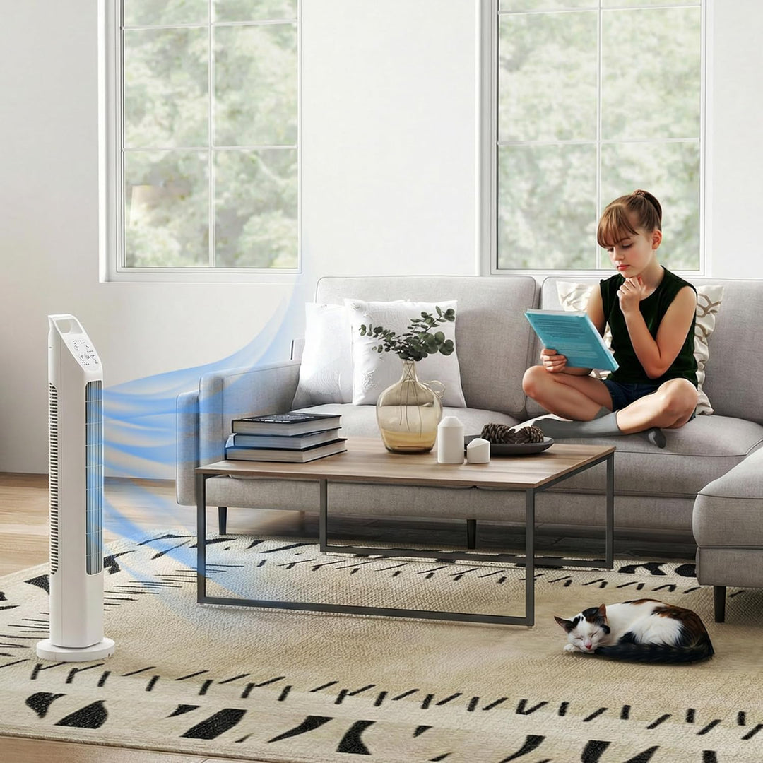 HOMCOM Turmventilator, elektrischer Ventilator mit Fernbedienung, 75° oszillierend, 3 Geschwindigkei