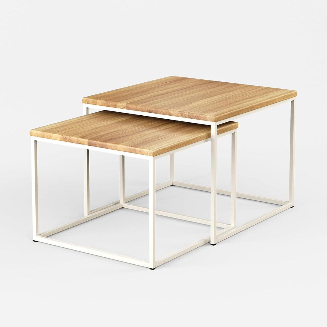 Original BestLoft® 2er-Set Couchtisch Twinsburg (MWH) edle Eiche Industriedesign Eiche Natur + Geste