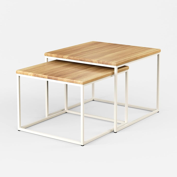 Original BestLoft® 2er-Set Couchtisch Twinsburg (MWH) edle Eiche Industriedesign Eiche Natur + Geste