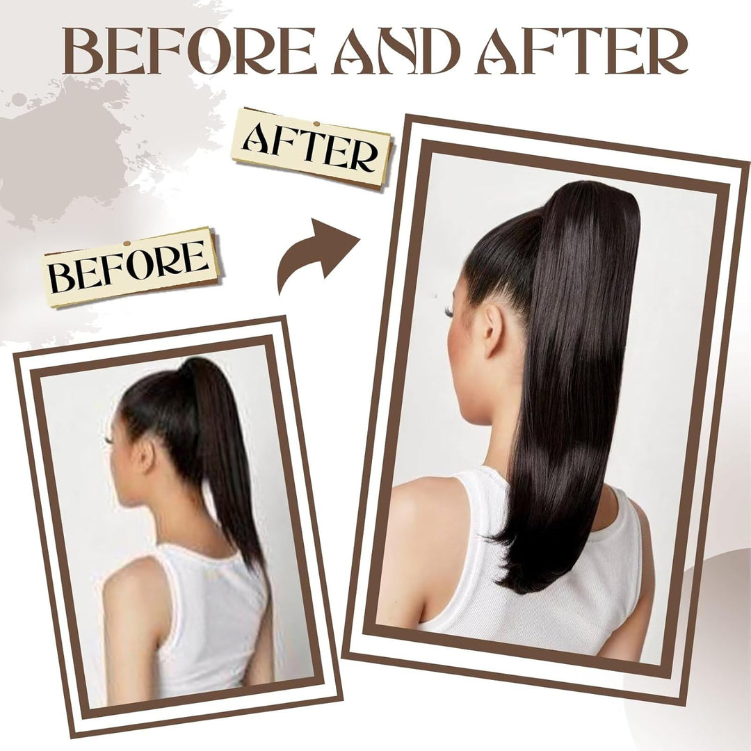 Hetto Extensions Zopf Echthaar Schwarz Haarverlängerung Zopf Remy Ponytail Extensions Echthaar Natür