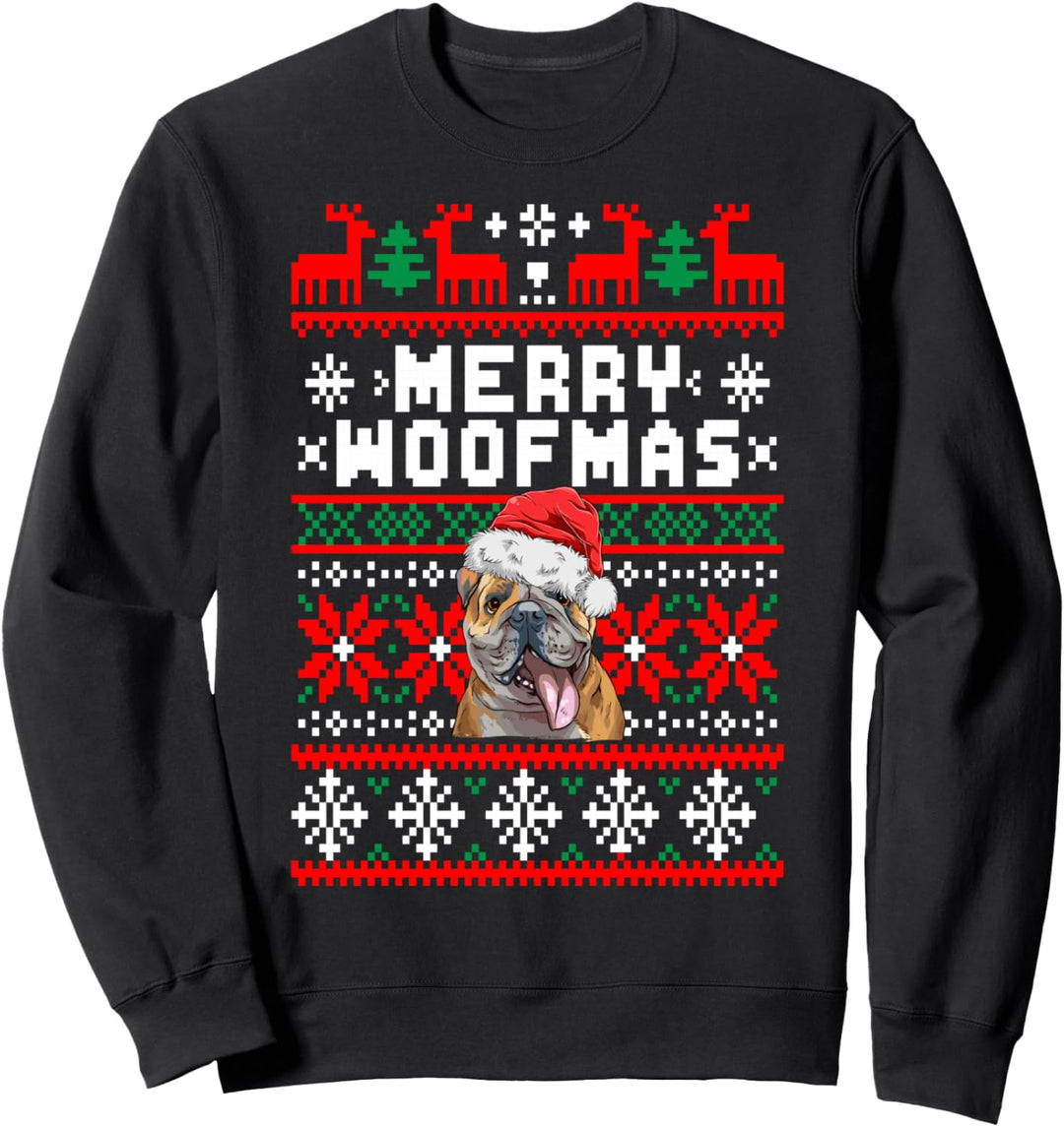 Bulldogge Merry Woofmas Weihnachten Ugly Christmas Hunde Sweatshirt