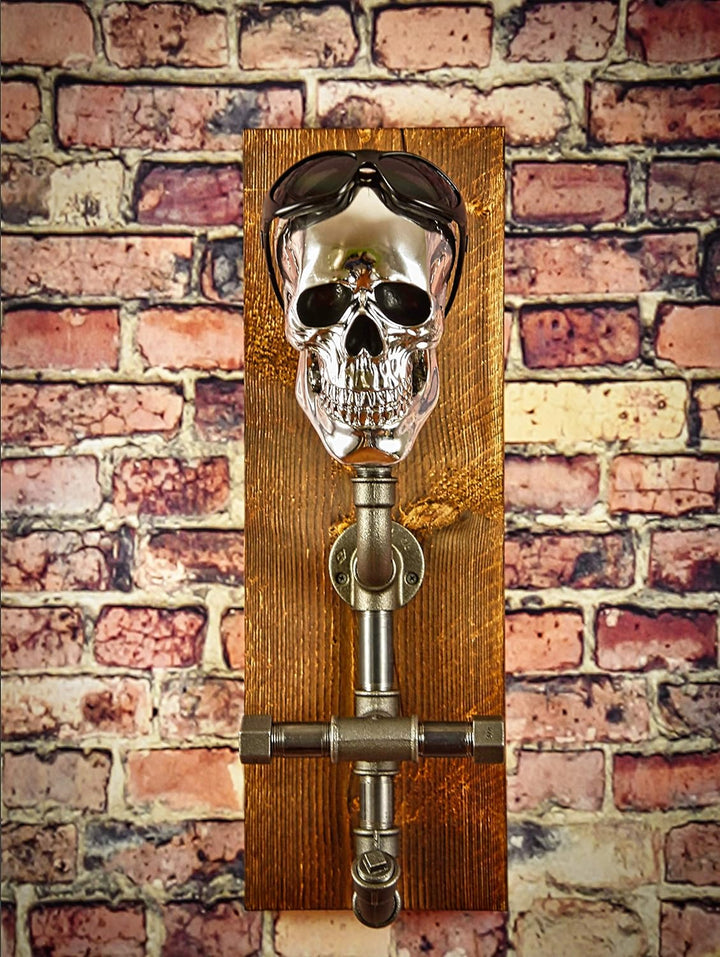 Helmhalter, Motorrad, Biker, Garderobe, Helm Totenkopf, Wand, retro