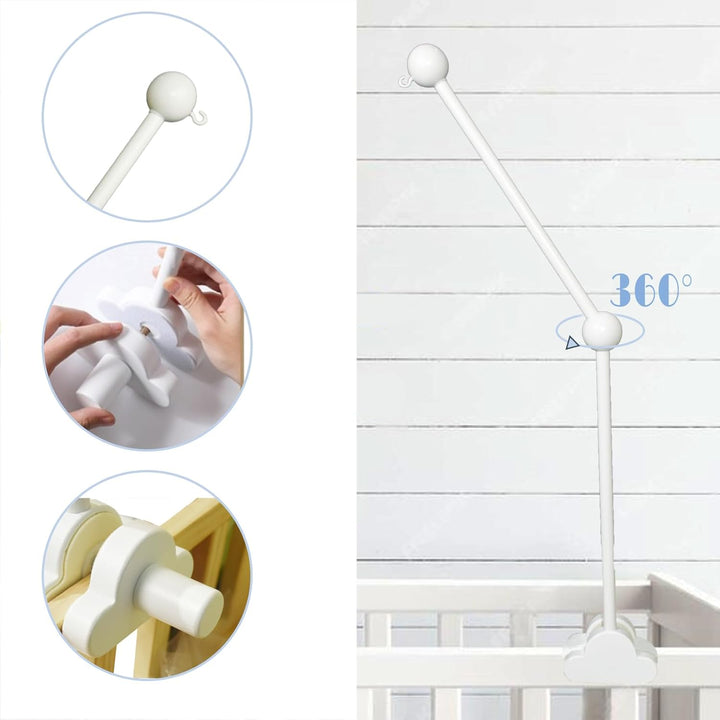 Baby Mobile Halterung, Abnehmbarer Verstellbar Weiss Holz Mobile Aufhänger Wickeltisch für Babybett,