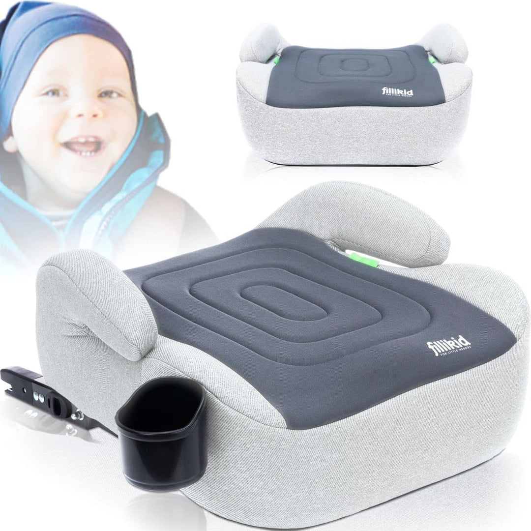 Sitzerhöhung i-Size Norm Isofix Kinder Auto Sitz Gruppe 3 125 – 150 cm Körpergrösse ECE R129 (GRAU),