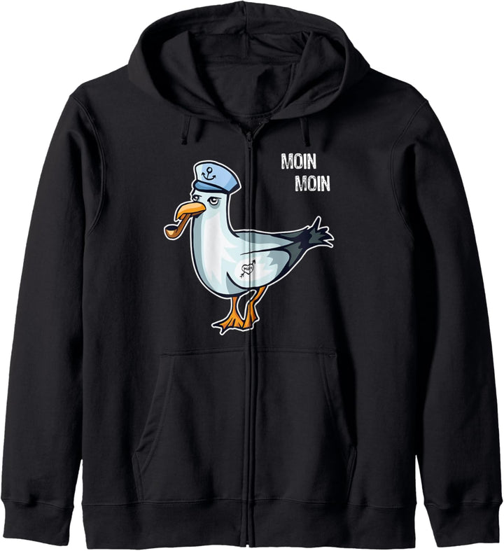 Moin lustige Möwe Plattdeutsch Norddeutsch Kapuzenjacke