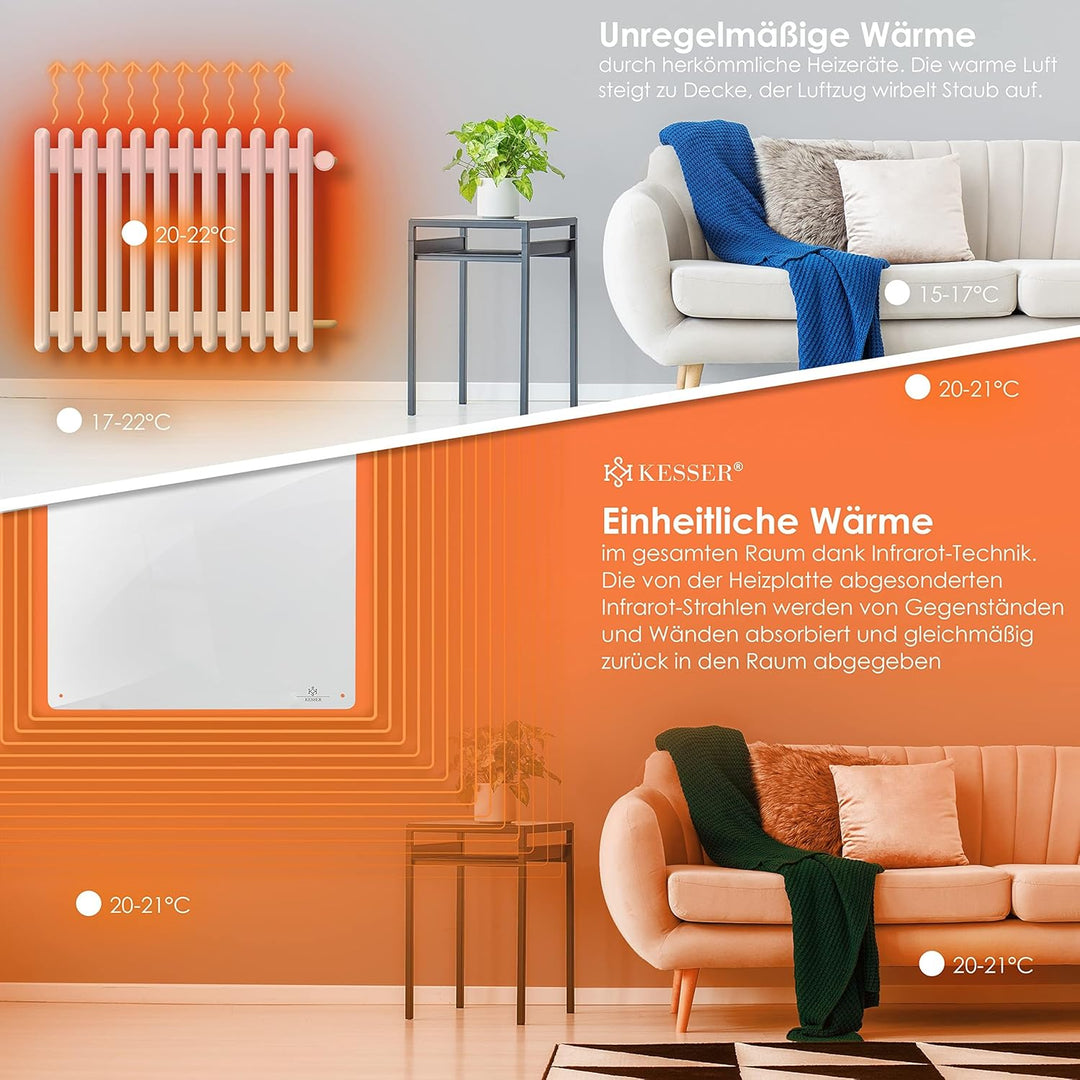 KESSER® Infrarotheizung 425 Watt Wandheizung ✓ Infrarot ✓ Heizung ✓ Heizkörper | Heizpaneel| Inkl.St