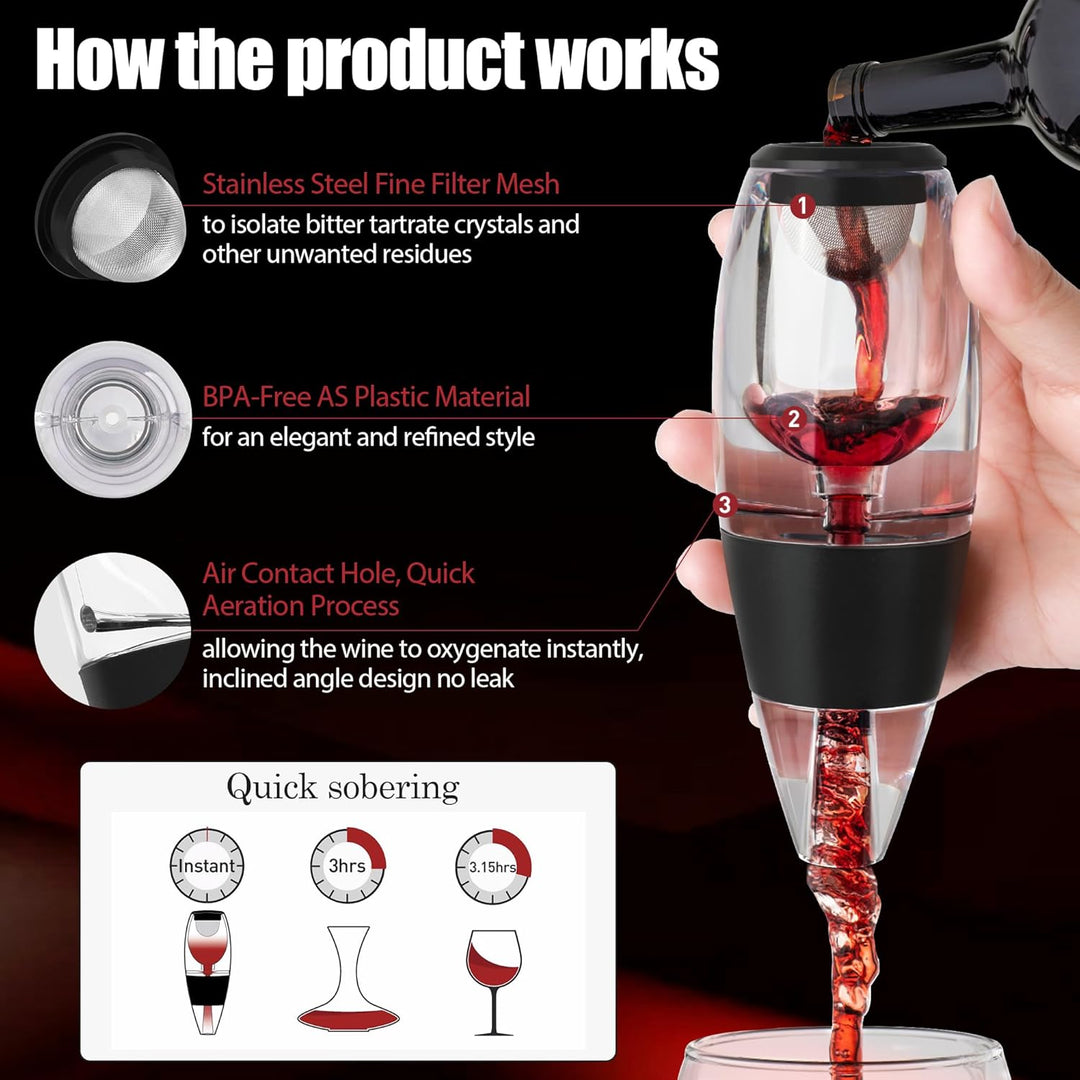 Weinherstellung Starterset Weinbelüfter Wein-Dekanter Dekantierer 4in1, 4in1