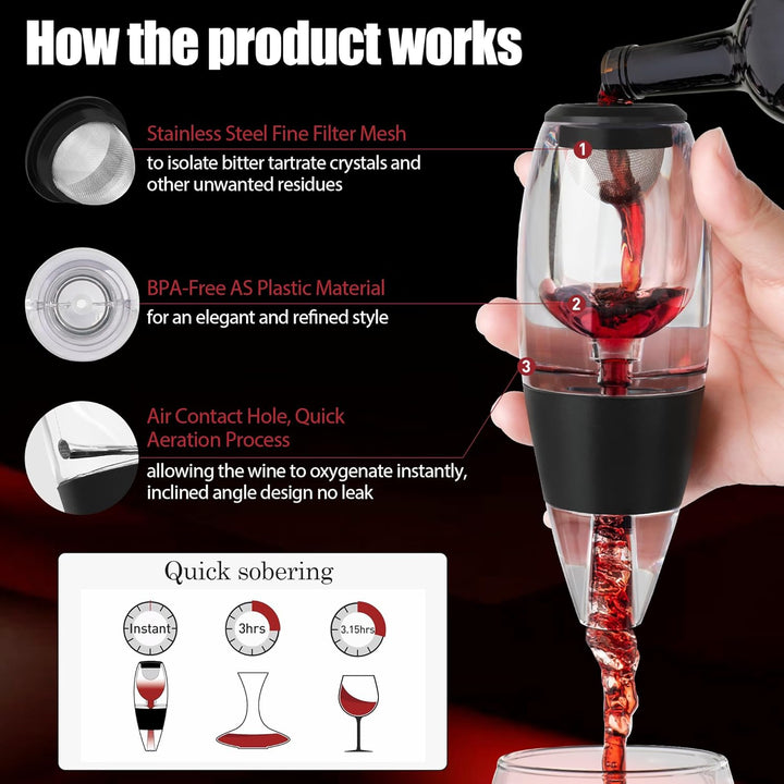 Weinherstellung Starterset Weinbelüfter Wein-Dekanter Dekantierer 4in1, 4in1
