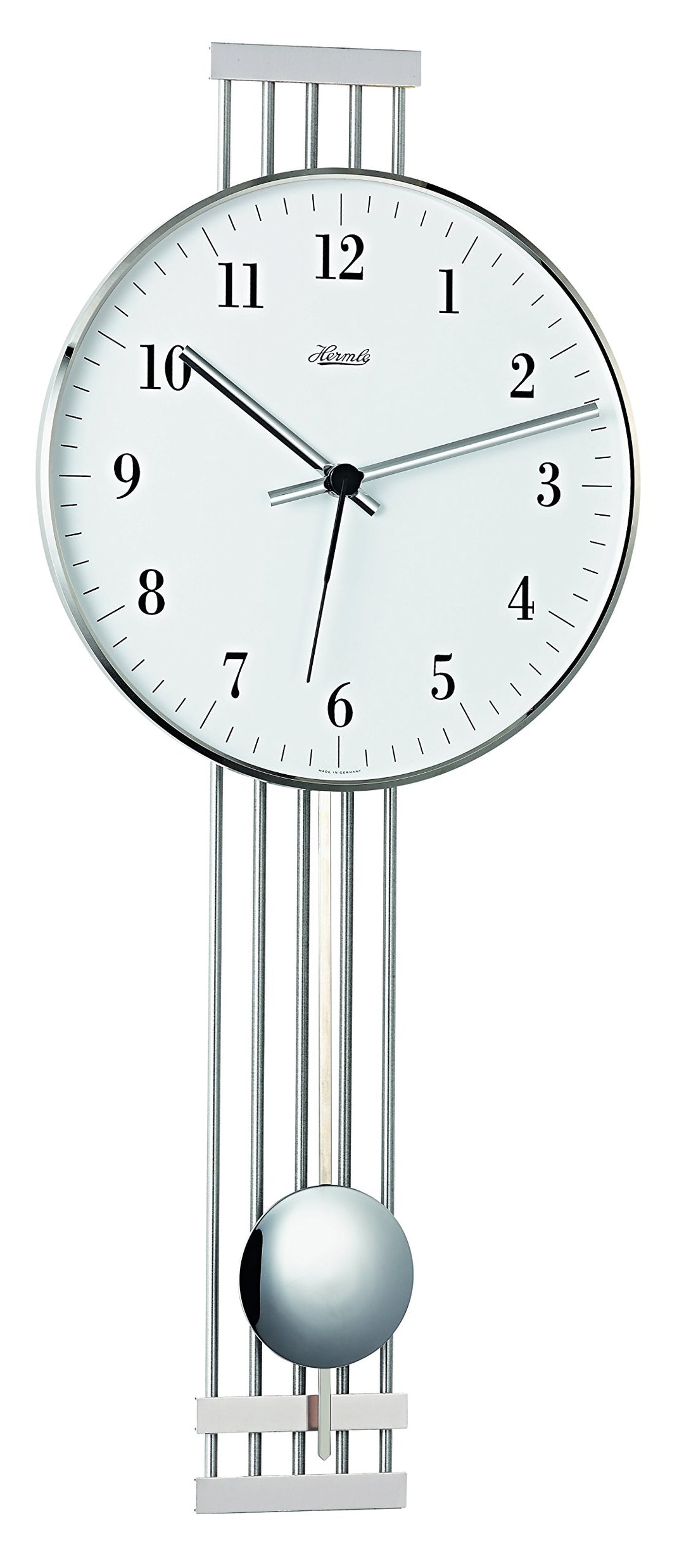 Hermle Uhrenmanufaktur Wanduhr, Metall, Silber, 56cm x 24cm x 7cm