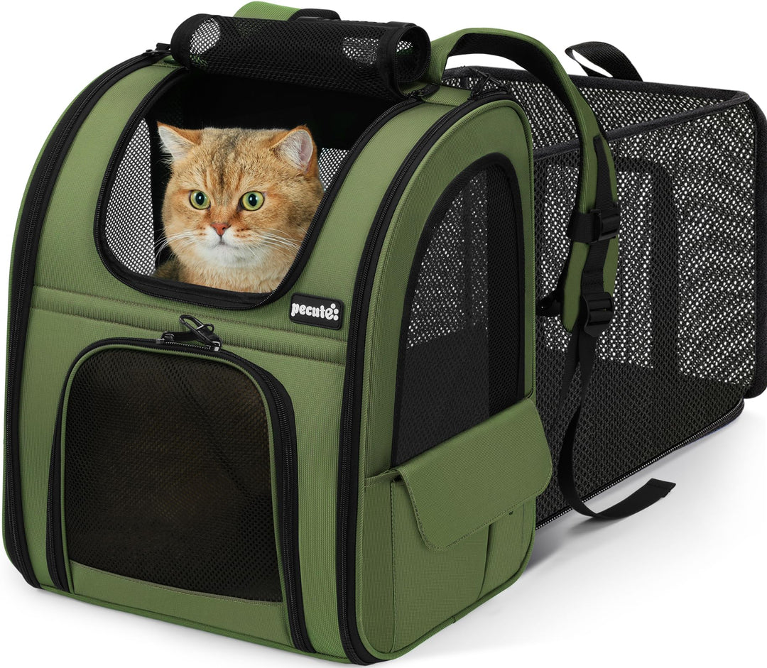 pecute Haustier Expansions Rucksüke für Hund und Katzen mit Front Opening-Mesh Fenstertaschen, Tragb