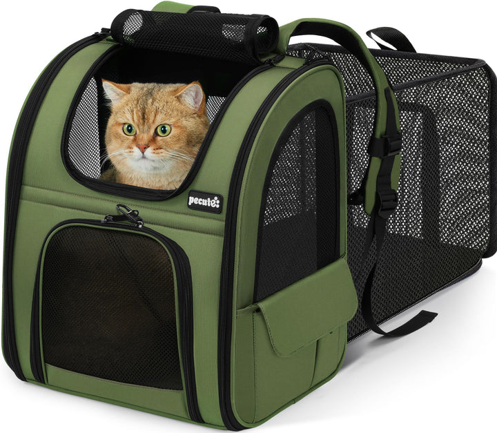 pecute Haustier Expansions Rucksüke für Hund und Katzen mit Front Opening-Mesh Fenstertaschen, Tragb