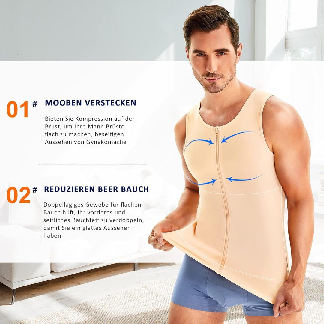 Gotoly Herren Unterhemden Shapewear Workout Tank Tops Figurformend Funktionsshirt Body Shaper Bauch