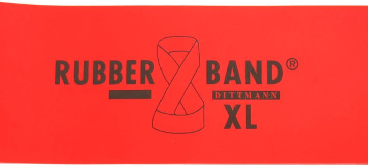 FTM Dittmann® Rubberband XL in Rot (stark), inkl Übungsflyer, für Muskelaufbau, Krafttraining und Fi